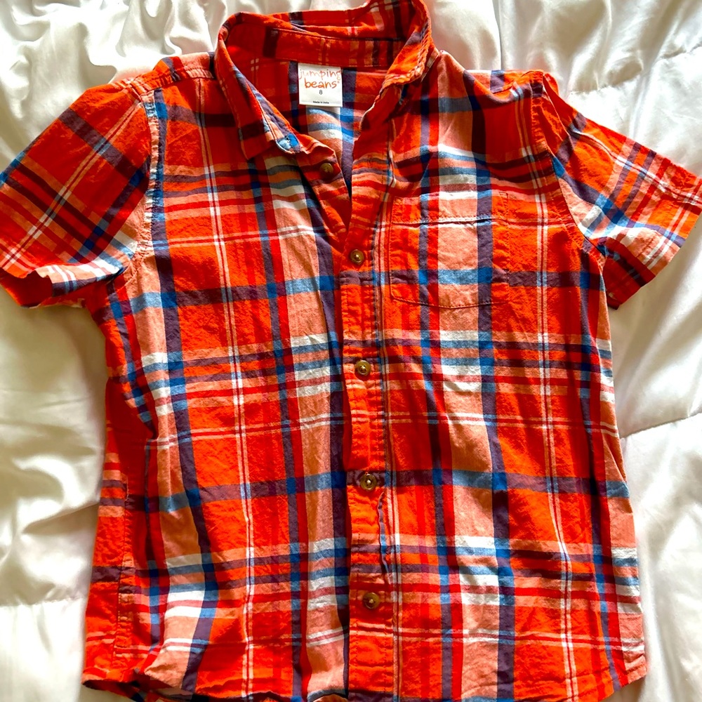 Boys Size 8 (fits closer to a 7) short sleeve summer button-down  top